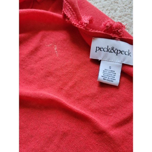 Peck & Peck Red Long Sleeve Pom Pom Open Front Cardigan Size Small 991 - Picture 3 of 6